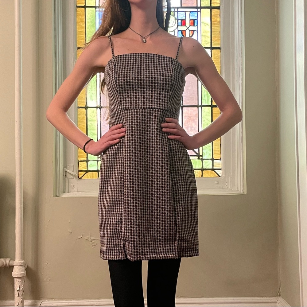 Classic Black and Cream Checkered Dress